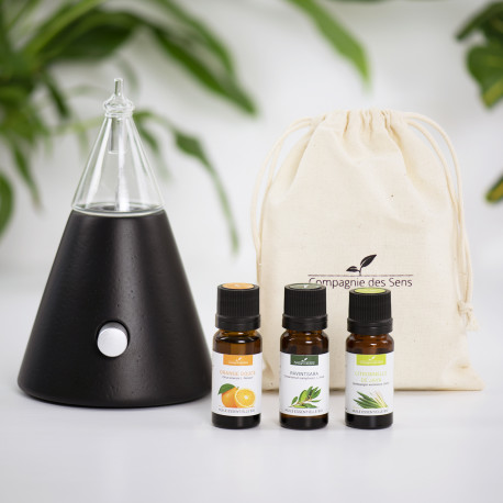 Diffuseur Abiès + 3 Huiles essentielles BIO - Pack découverte