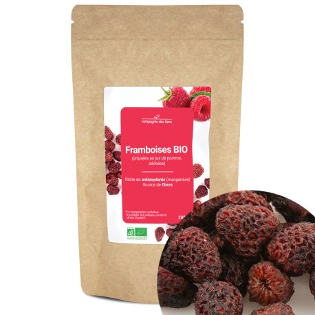 Framboises BIO (infusées au jus de pomme, séchées) - riche en antioxydants