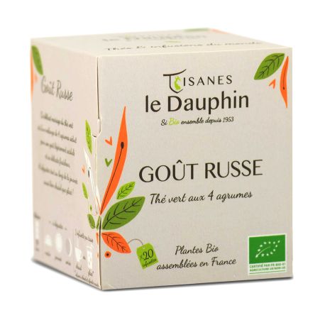 Goût Russe Thé Vert 4 Agrumes BIO en sachets - Le Dauphin