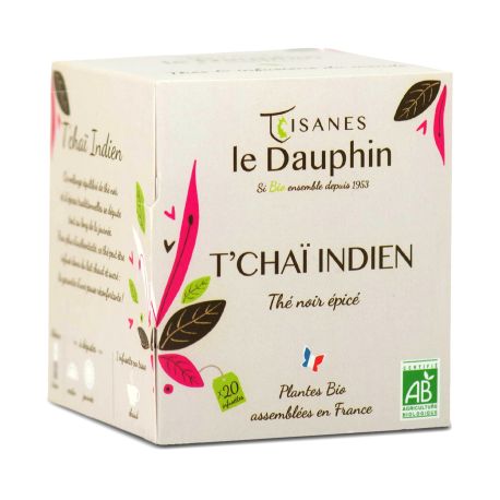 T'Chaï Indien Thé Chaï Épicé BIO en sachets - Le Dauphin